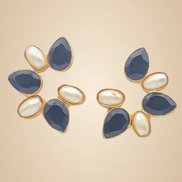 Black_Quartz_&_Pearl_Earrings_For_Women