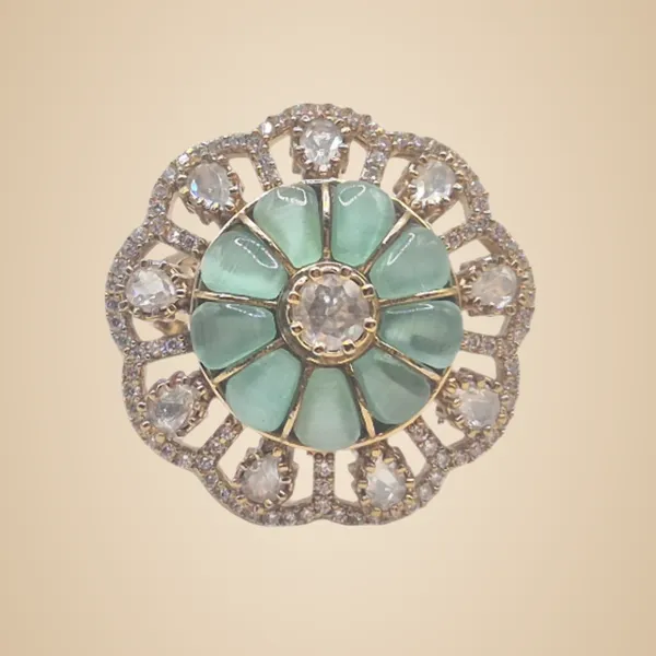 Light_Green_Moissanite_&_Brass_Ring_For_Women