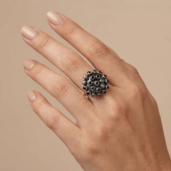 Silver_And_Black_German_Silver_&_Cz_Ring_For_Women