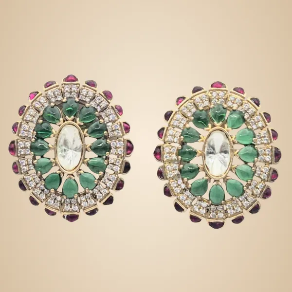 Red_And_Green_Kundan_&_Brass_Earrings_For_Women