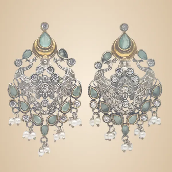 Silver_And_Mint_German_Silver_&_Quartz_Earrings_For_Women