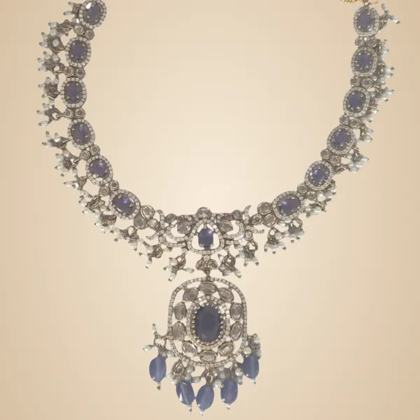 Purple_And_White_Quartz_&_Moissanite_Necklace_For_Women