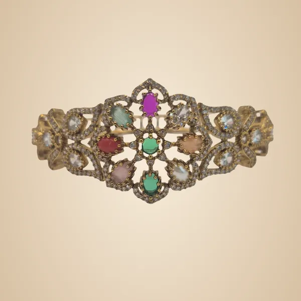 Silver_And_Aged_Metal_(Victorian)_Bangle_For_Women