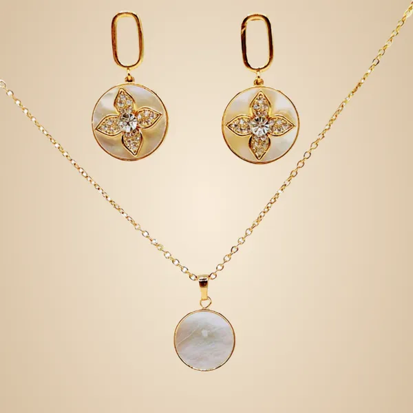 White_And_Gold_Mop_Jewelry_Set_For_Women