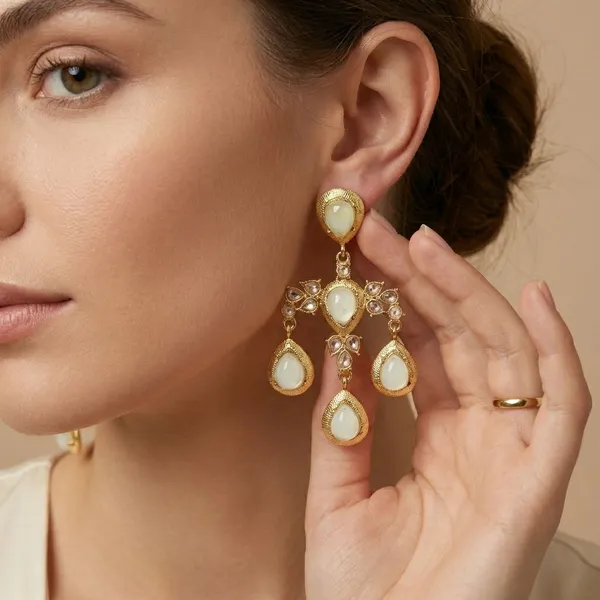 Green_Quartz_&_Brass_Earrings_For_Women