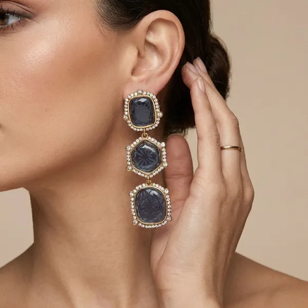 Blue_Quartz_&_Cz_Earrings_For_Women