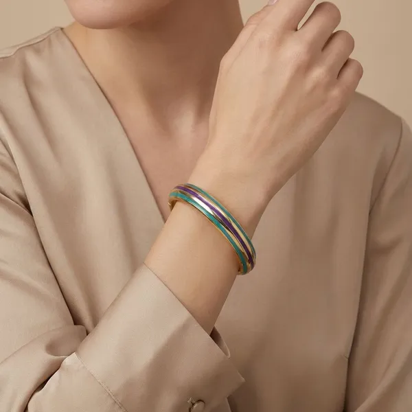 Aqua_Purple_Enamel_&_Metal_Bangle_For_Women