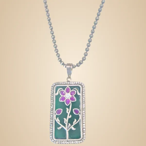 Green_And_Pink_Quartz_&_German_Silver_Jewelry_Set_For_Women