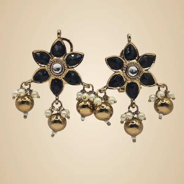 Black_And_Gold_Stone_&_Pearl_Earrings_For_Women