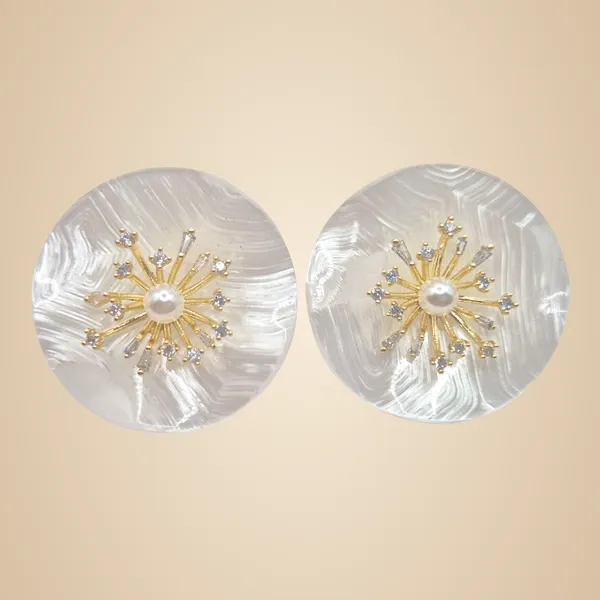 White_Variable_Resin_&_Brass_Earrings_For_Women