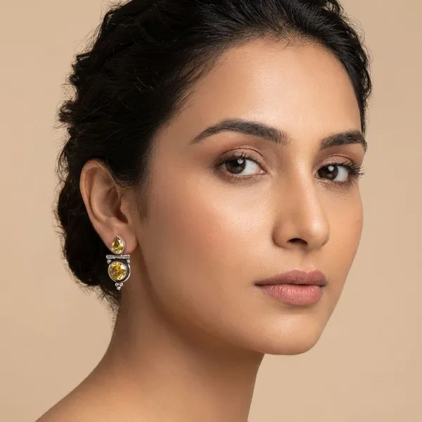Yellow_Cz_&_Brass_Earrings_For_Women