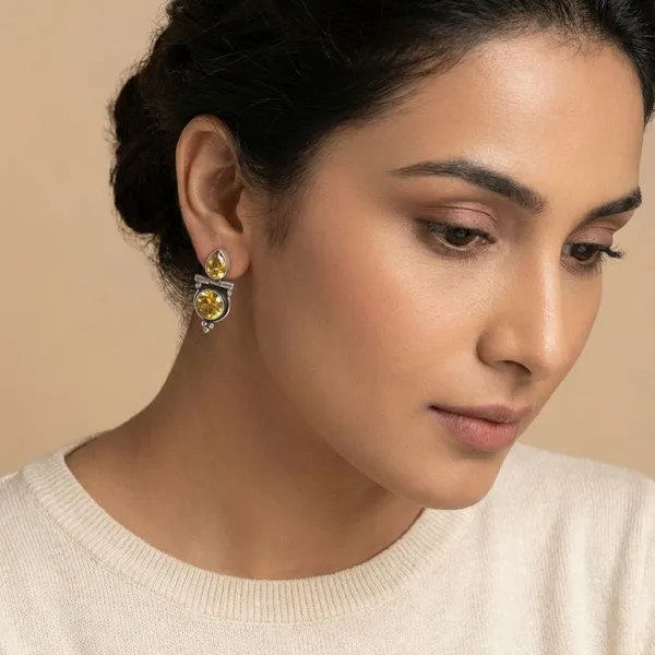 Yellow_Cz_&_Brass_Earrings_For_Women