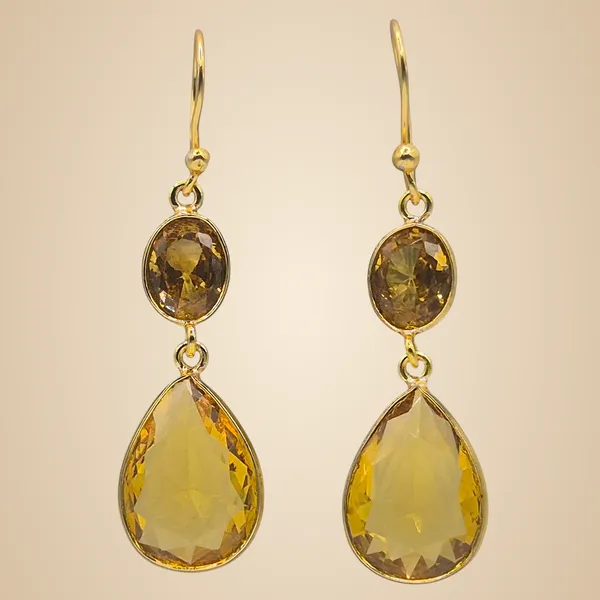 Yellow_Quartz_&_Brass_Earrings_For_Women