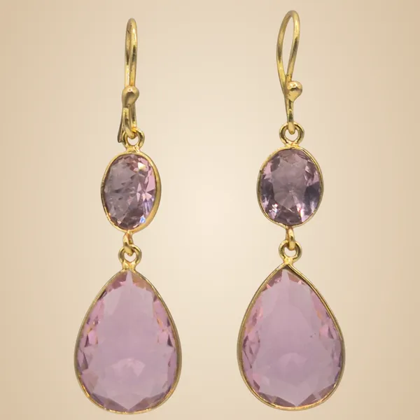 Pink_Quartz_&_Brass_Earrings_For_Women