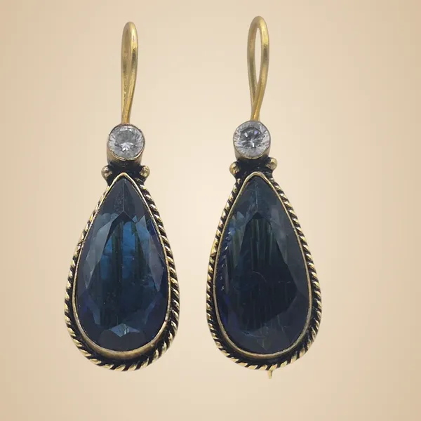 Royal_Blue_Quartz_&_Brass_Earrings_For_Women