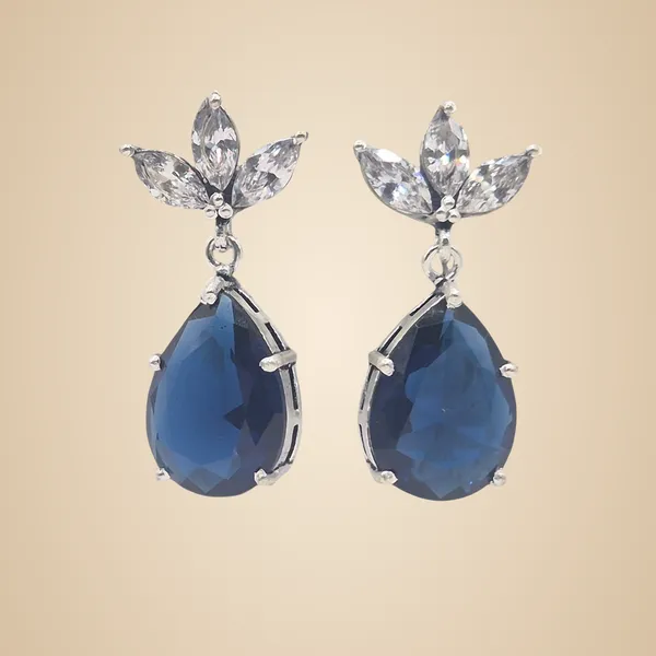 Dark_Blue_Quartz_&_Cz_Earrings_For_Women
