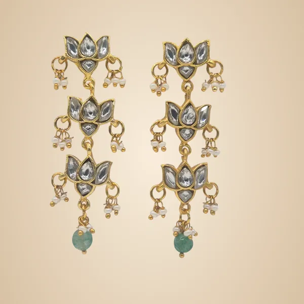 Clear_And_Gold_Kundan_&_Brass_Earrings_For_Women