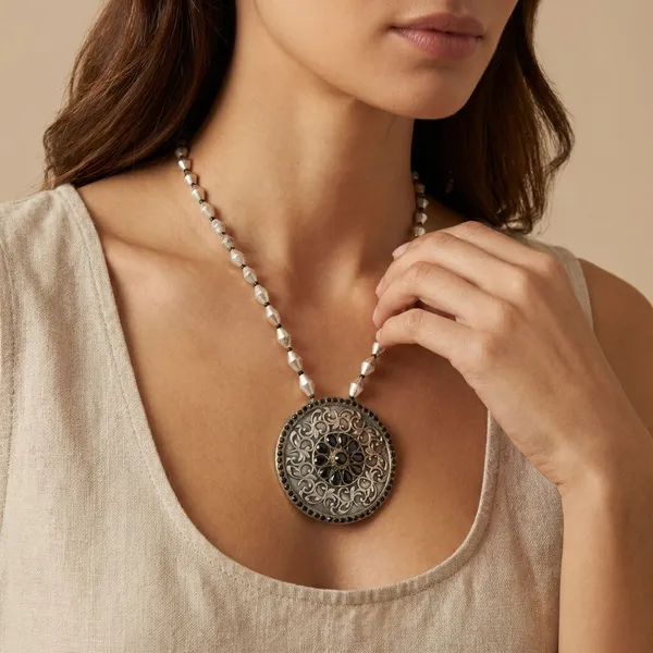 Black_Quartz_&_Brass_Pendant_For_Women