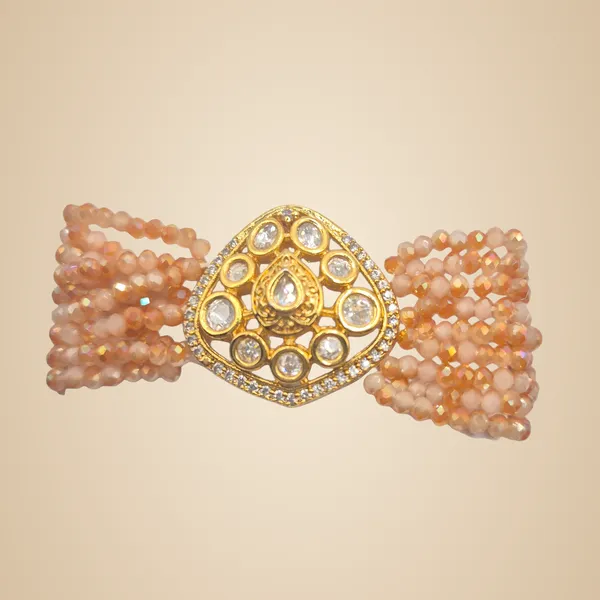 Orange_And_Clear_Kundan_&_Quartz_Bracelet_For_Women
