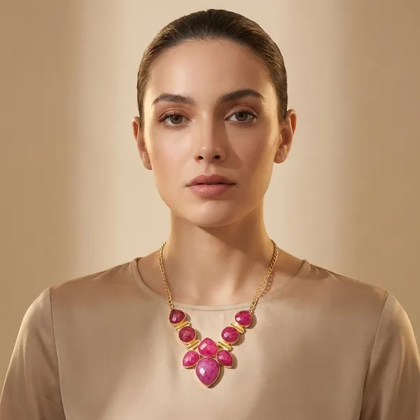 Maroon_Quartz_&_Brass_Necklace_For_Women