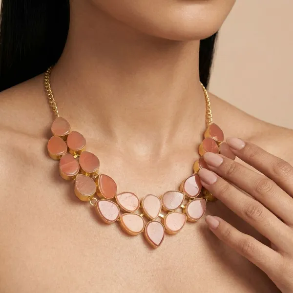 Orange_Quartz_&_Brass_Necklace_For_Women