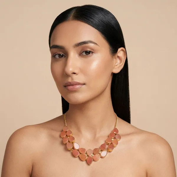 Orange_Quartz_&_Brass_Necklace_For_Women
