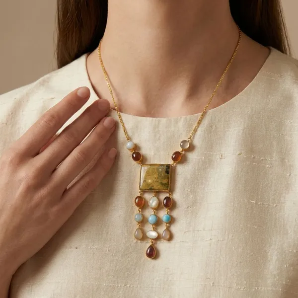 Multicolor_Quartz_&_Brass_Necklace_For_Women