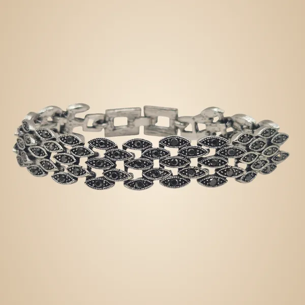 Silver_Grey_Marcasite_&_Brass_Bracelet_For_Women