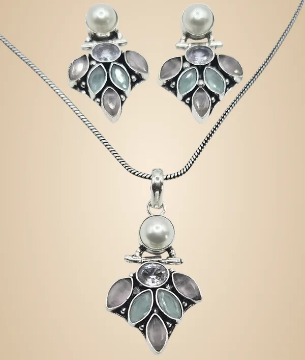 Green_And_Pink_Quartz_&_Pearl_Jewelry_Set_For_Women