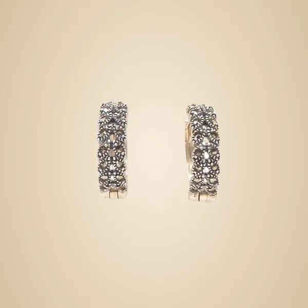 Silver_And_Grey_925_Silver_&_Marcasite_Earrings_For_Women