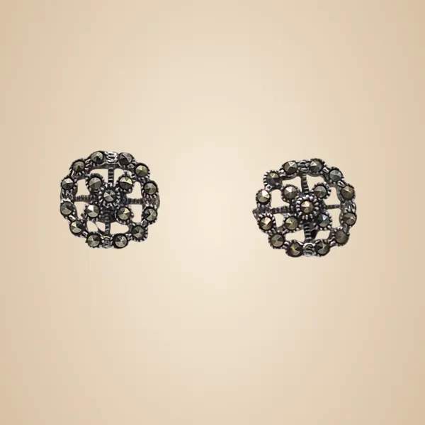 Grey_925_Silver_&_Marcasite_Earrings_For_Women