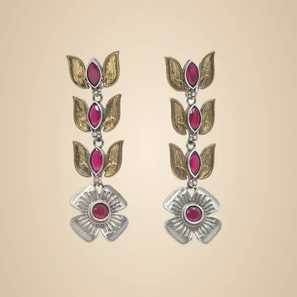 Red_Quartz_&_Brass_Earrings_For_Women
