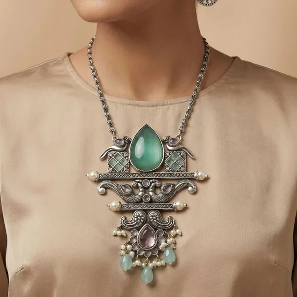 Green_And_Pink_Quartz_&_Pearl_Jewelry_Set_For_Women