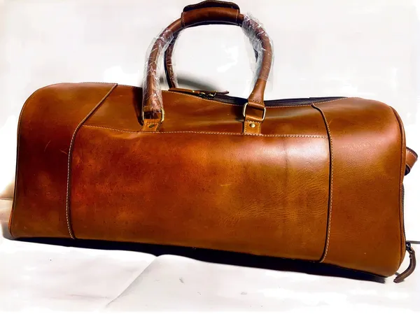Brown_Genuine_Buffalo_Leather_Premium_Duffle_Bag_with_Shoe_Pocket_For_Men