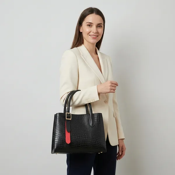 Black_Croc-Embossed_Buffalo_Leather_Handbag_-_Luxe_Top-Handle_Bag_for_Women