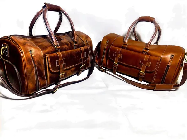 Brown_Genuine_Buffalo_Leather_Premium_Duffle_Bag_with_Shoe_Pocket_For_Men
