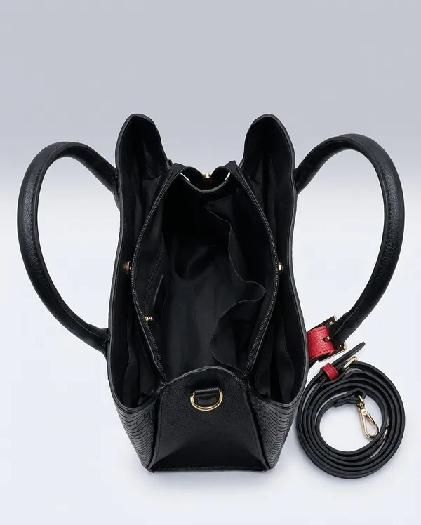 Black_Croc-Embossed_Buffalo_Leather_Handbag_-_Luxe_Top-Handle_Bag_for_Women