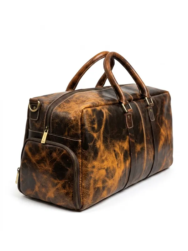 Brown_Genuine_Buffalo_Leather_Premium__Duffle_Bag_with_Shoe_Pocket_For_Men