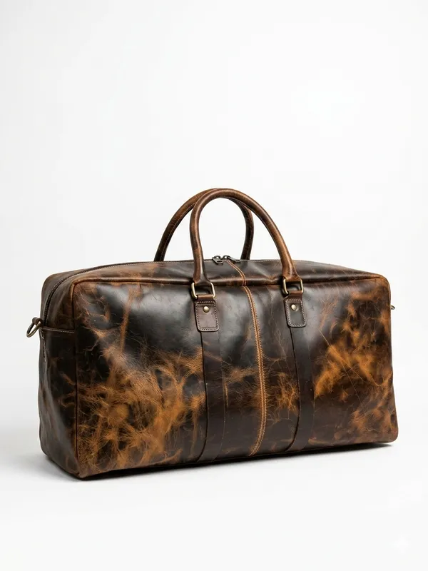 Brown_Genuine_Buffalo_Leather_Premium__Duffle_Bag_with_Shoe_Pocket_For_Men