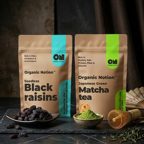 Organic_Notion_Afgani_seedless_Black_Raisins_with_Matcha_Green_Tea_Powder,_Strawberry_Powder_Matcha_Tea__(Pack_of_2)