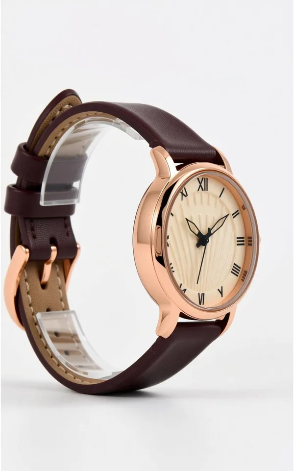 Maroon_Genuine_Leather_Quartz_Analog_Watch_For_Girls