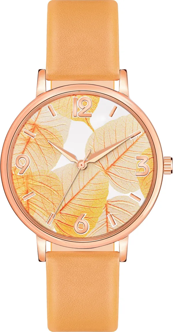 Yellow_Genuine_Leather_Quartz_Analog_Watch_For_Women