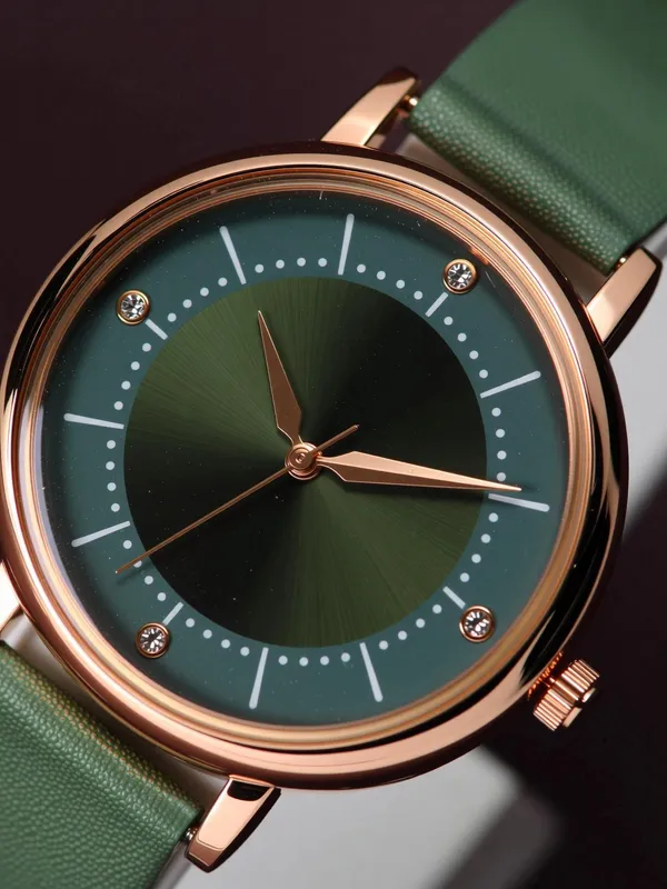Green_Genuine_Leather_Quartz_Analog_Watch_For_Girls