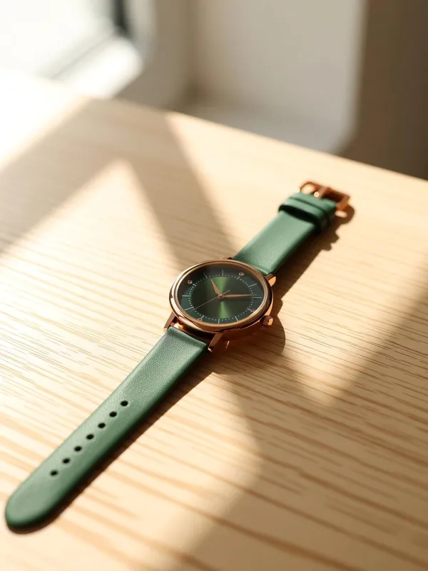 Green_Genuine_Leather_Quartz_Analog_Watch_For_Girls