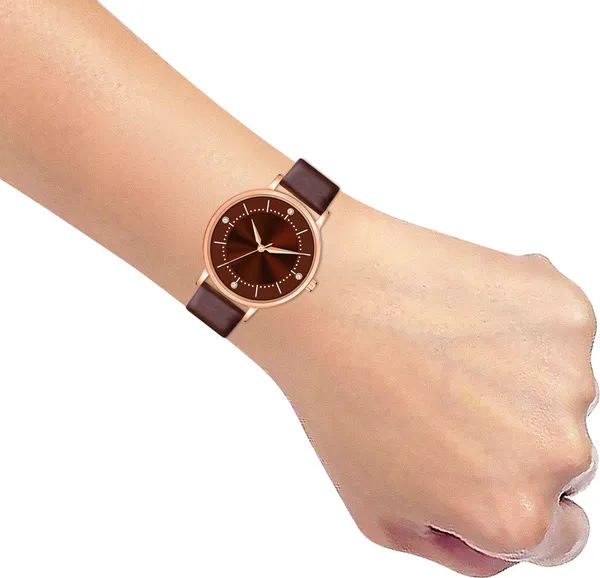 Maroon_Genuine_Leather_Quartz_Analog_Watch_For_Girls
