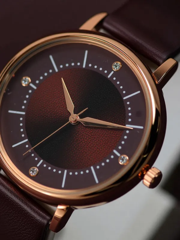 Maroon_Genuine_Leather_Quartz_Analog_Watch_For_Girls