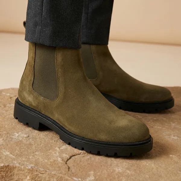 Olive_Chelsea_Boots_Suede_For_Men