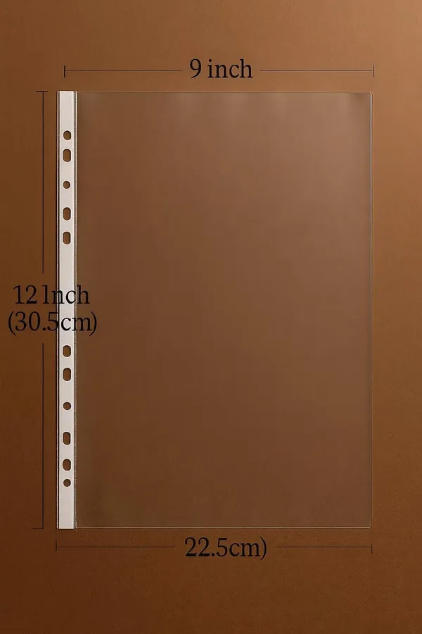 Transparent_Heavy_Duty_Plastic_A_4_200_Micron_11_Hole_Punched_Document_Sleeves_Sheet_Protectors_For_Ring_Binders_Office_School_Use_Pack_Of_50