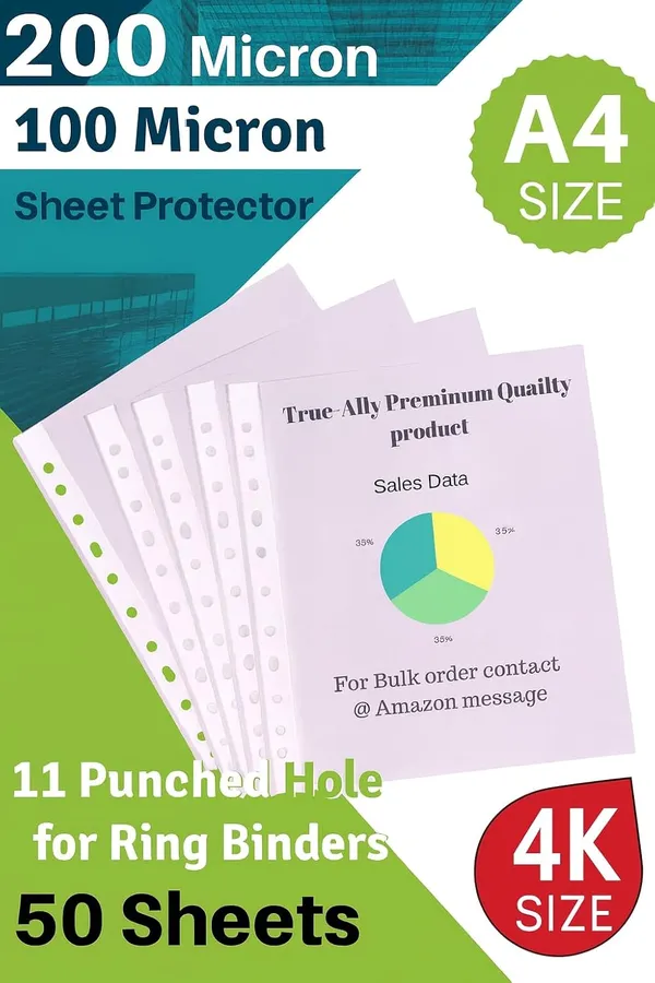 Transparent_Heavy_Duty_Plastic_A_4_200_Micron_11_Hole_Punched_Document_Sleeves_Sheet_Protectors_For_Ring_Binders_Office_School_Use_Pack_Of_50
