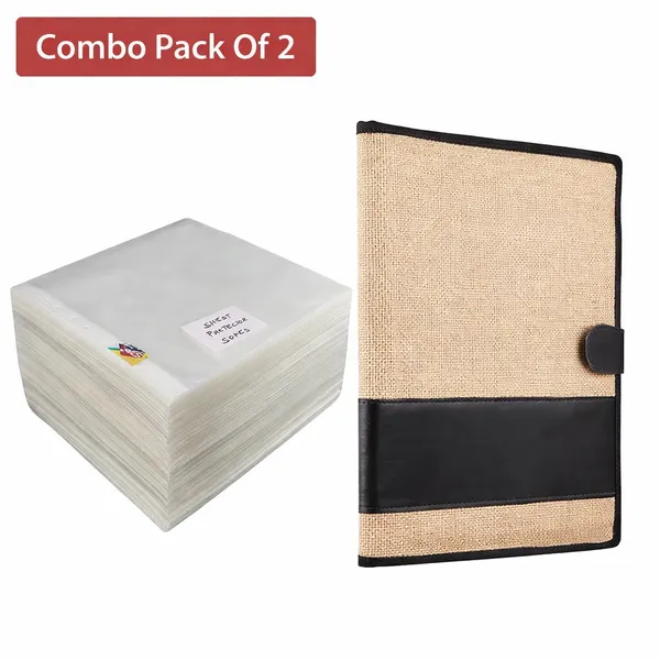 Transparent_A_4_200_Micron_Sheet_Protectors_Pack_Of_50_And_Black_Jute_Magnetic_Clip_File_Combo_Pack